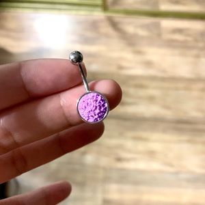 Lilac druzy belly ring